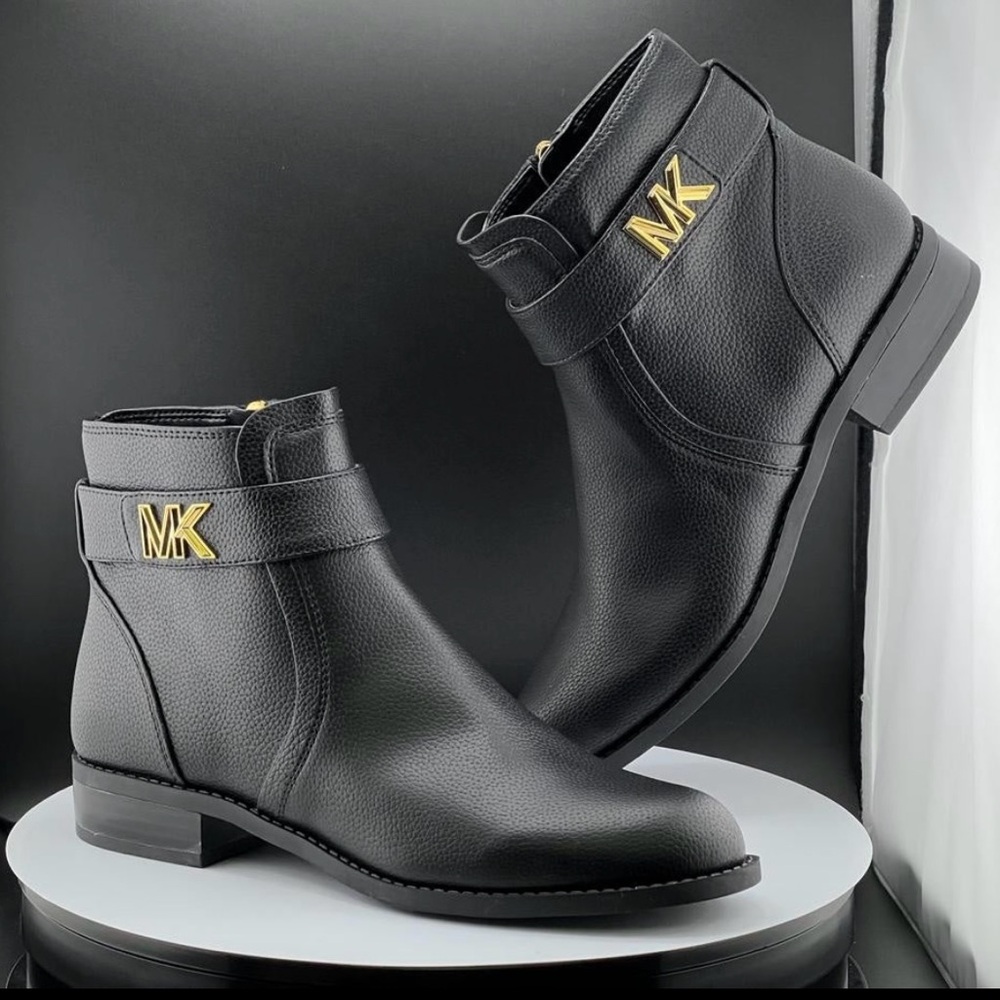 Michael Kors Black Boots with Gold MK Emblem 8
